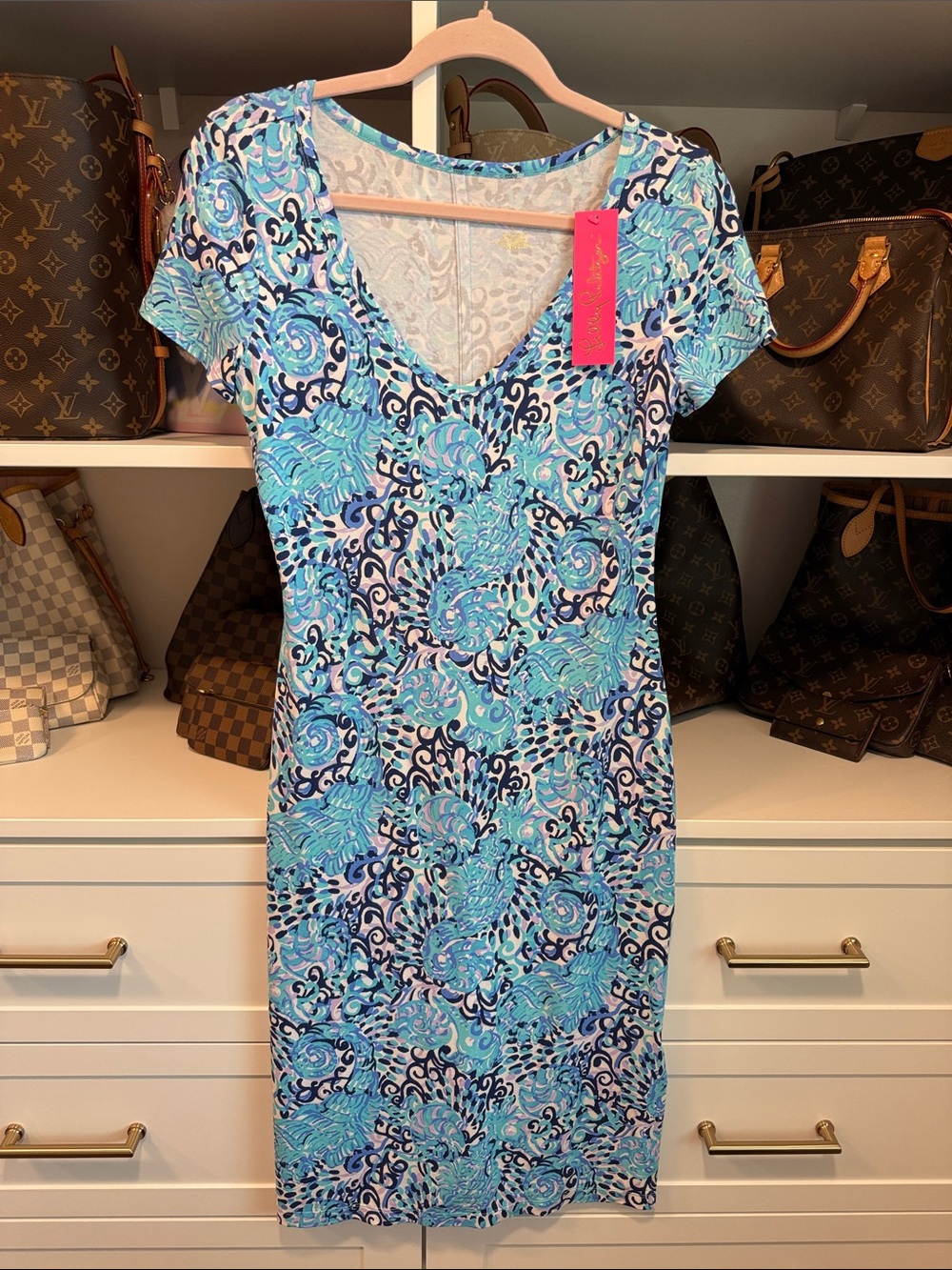 Lilly Pulitzer Malin Midi Dress NWT Small New! Light Aqua Spritz